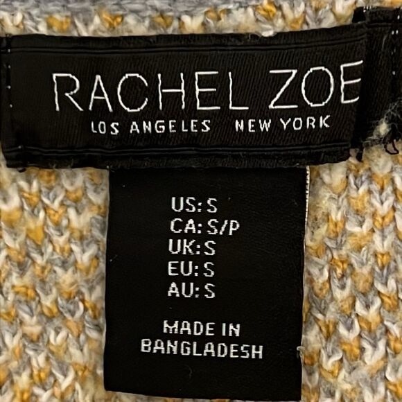 Rachel Zoe Grey Cream Mustard Plaid Sweater Shacket Size S  fits oversized - Picture 11 of 11